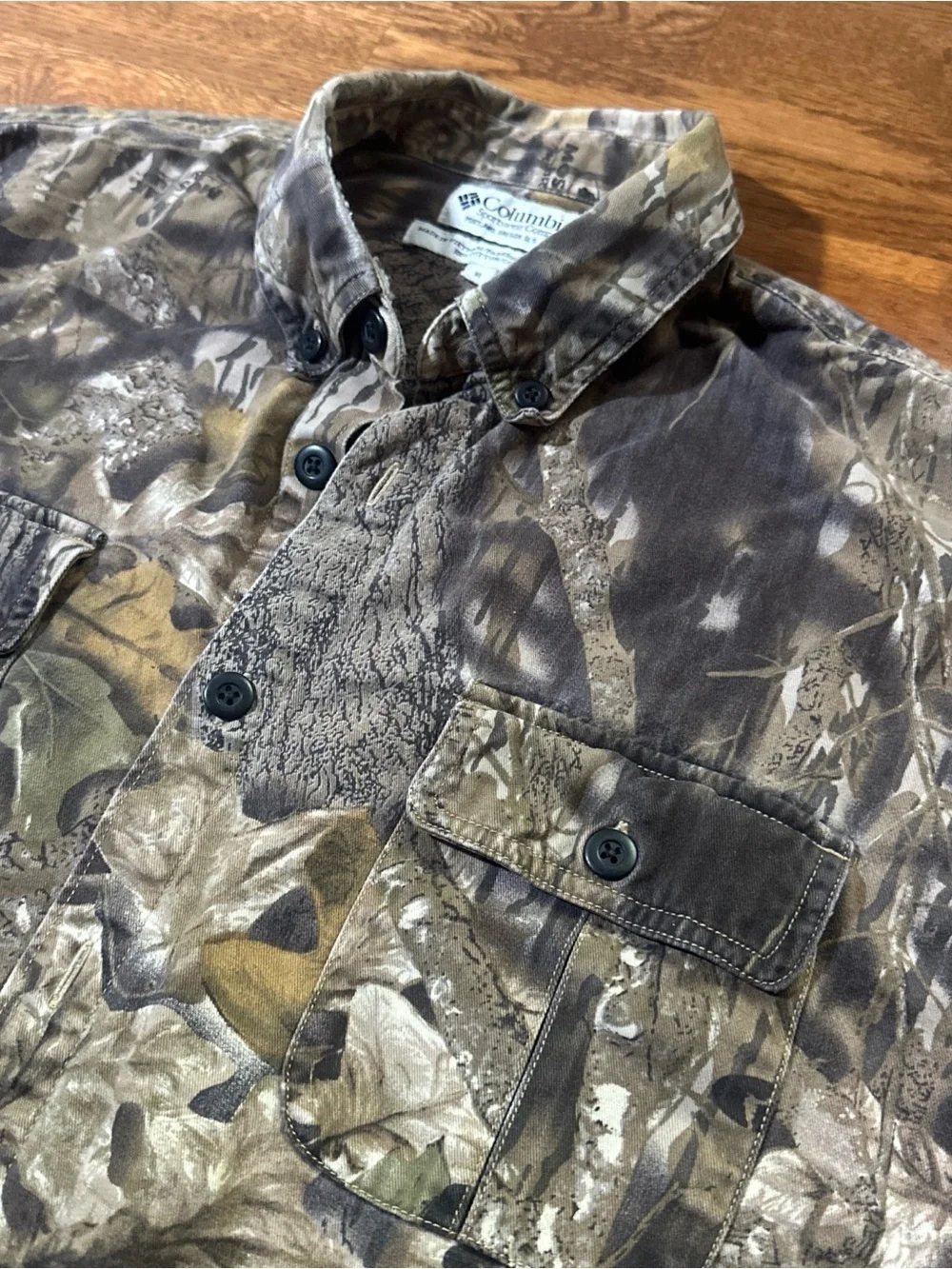Columbia Camo Shirt Mens XL Mossy Oak Break Up Long Sleeve Hunting Button Up